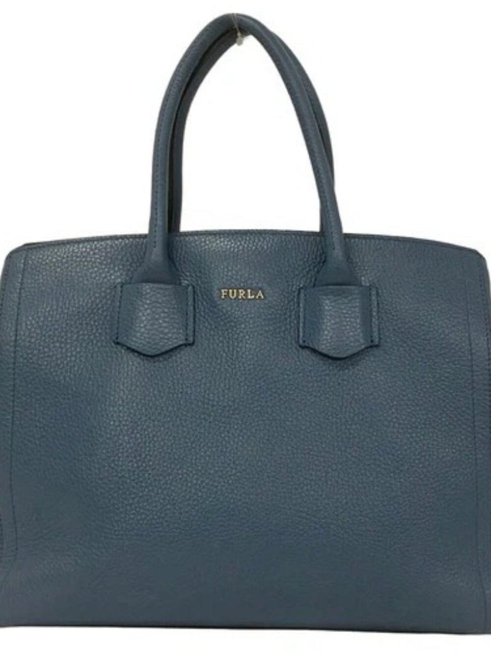 FURLA Blue Gray Leather Tote Bag